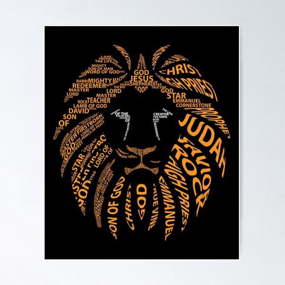 Majestic Lion Jesus Names Tee Poster, Poster Only