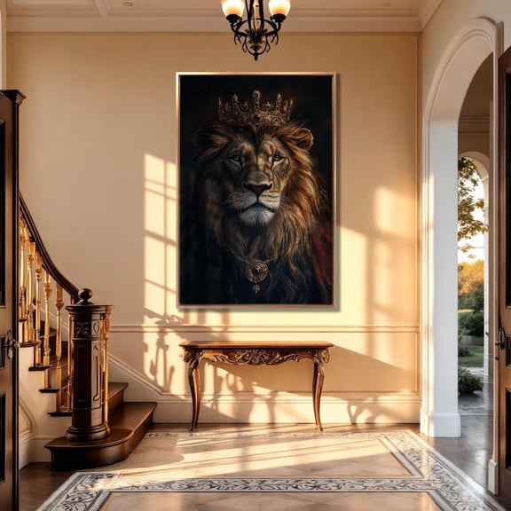 Majestic Lion King Art Regal Animal Portrait Poster, 8x12 UNFRAMED