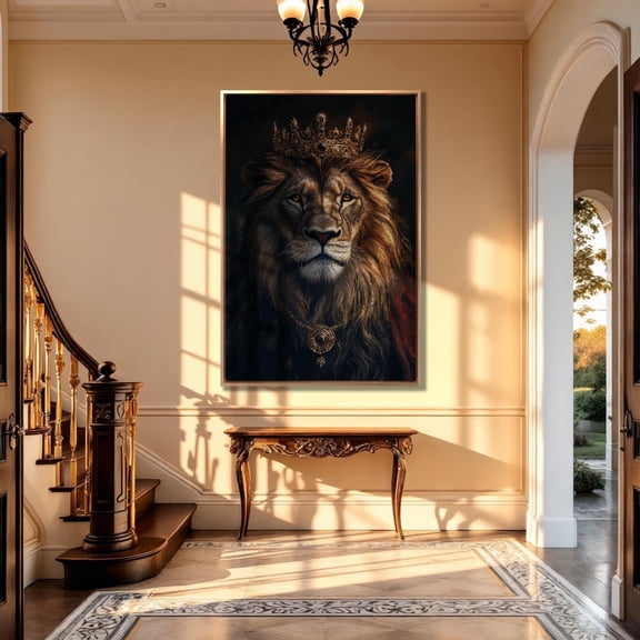 Majestic Lion King Art, Regal Animal Portrait, UNFRAMED Poster, 24x36