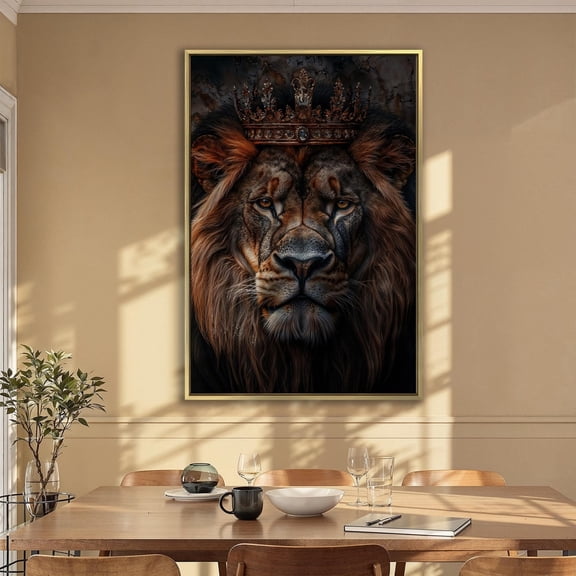 Majestic Lion Portrait Wall Art Animal Poster Luxury King Of The Jungle Poster Ready To Hang Animals Lover Poster Wall Art For Decor Present , Poster Print Only