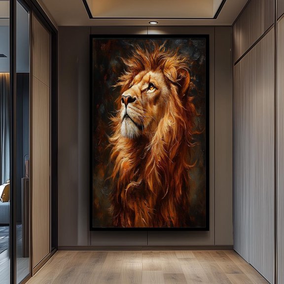 Majestic Lion Print Regal Animal Portrait Home Decoration Artwork, Unframed Paper Poster 8x10in