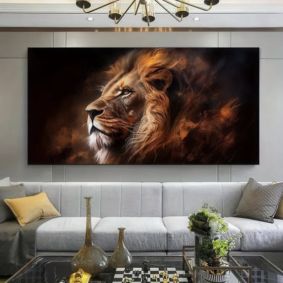 EvoNest Majestic Lion Profile 48 x 24 Framed Painting Canvas Art Prints