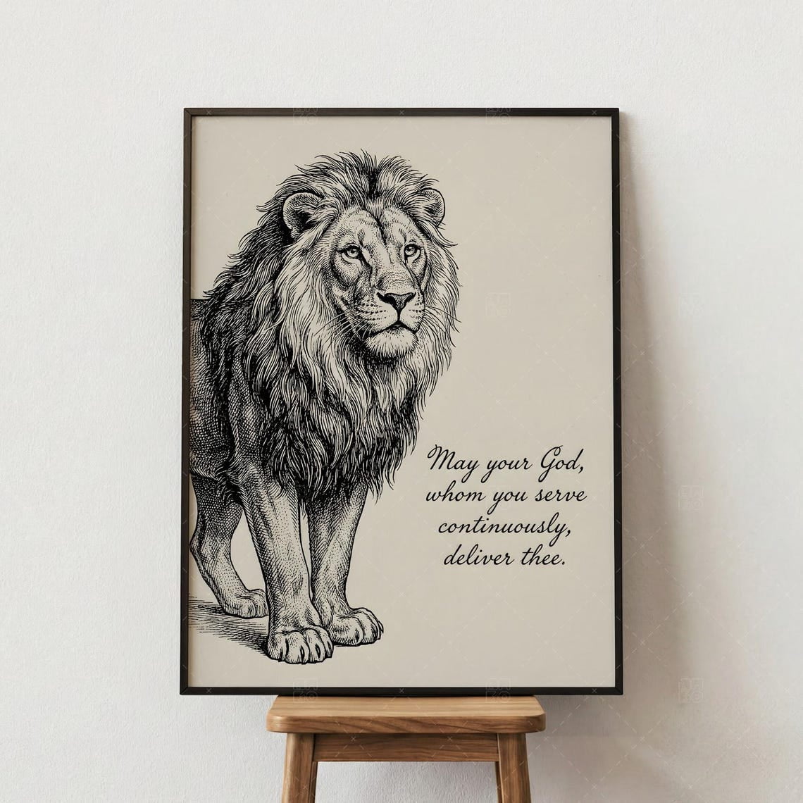 Majestic Lion Scripture Wall Art Print, Inspirational Religious Faith ...