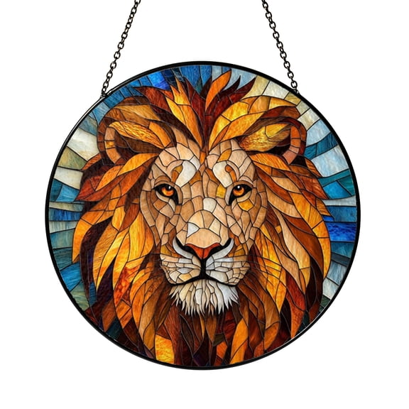 Majestic Lion Stained Glass Window Suncatcher Sun Catcher Animal Theme Home Decor Gift