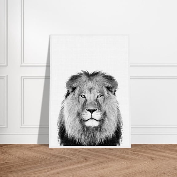 Majestic Lion Wall Art Poster | Black And White Animal Poster | Modern Minimalist Home Decor | Safari Wildlife Wall Decor, Unframed Poster Size 8x12