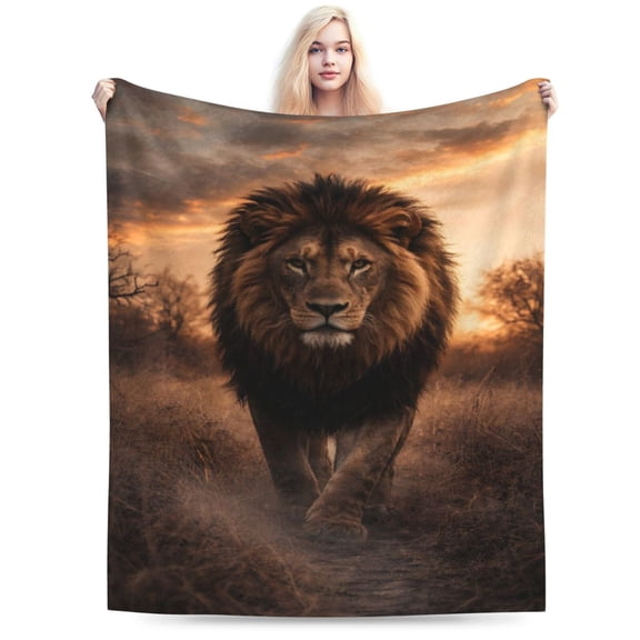 Majestic Lion Wildlife Blanket Lion Throw Blanket Soft Cozy Blanket for Couch Bed Fathers Day Gift 50x40