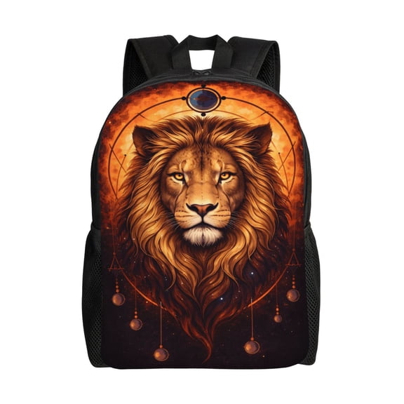 Majestic Lion Zodiac Backpack Large Capacity Laptop Bag for Men and Women