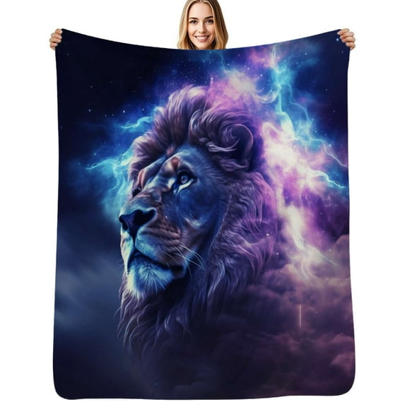 Majestic Lion with Cosmic Energy Flannel Blanket Warm Soft Bedding Throws Winter Camping Chair Sofa Bed