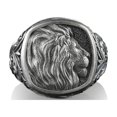 thumbnail image 1 of Majestic Lion with Victorian Pattern Silver Men Ring, Zodiac Leo Ring For Men, Animal Lover Gifts, Pinky Signet Ring For Women, Lion Rings, 1 of 5