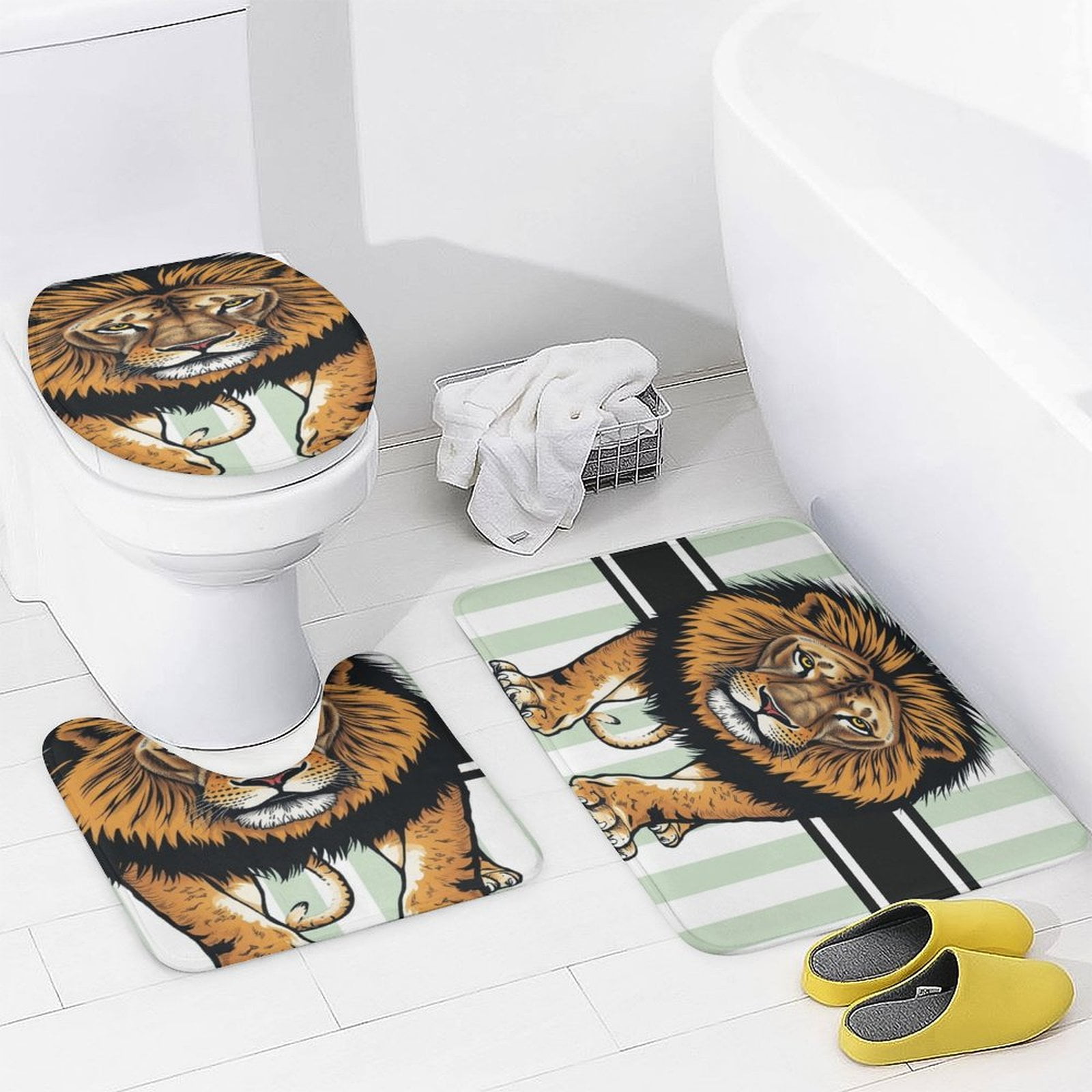 Majestic Male Lion Bathroom Rugs Set 3 Piece with Non-Slip Bath Rugs ...