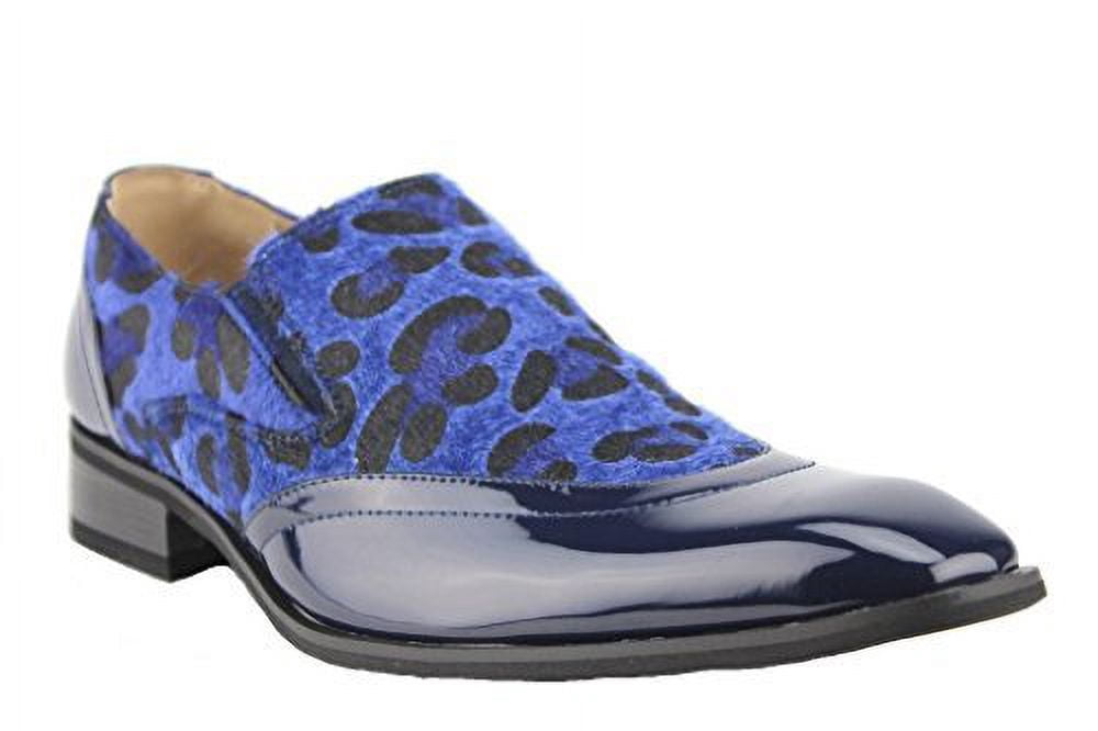 Men’s Blue Leopard Pony Hair Print Patent Loafers Size 9.5 Majestic Collection The Penny Loafer in Ponyhair Leopard – Jamie Haller main image 2