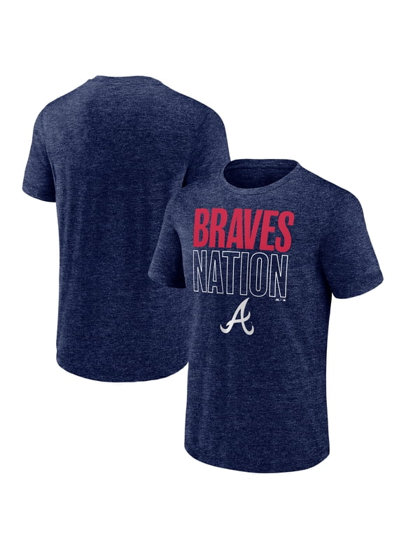 Men's Fanatics Heather Navy Atlanta Braves Slub Batting Cleanup T-Shirt