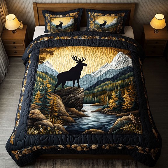 Majestic Moose 3-Piece Quilted Bedding Set