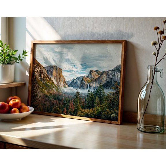 Majestic Mountain Valley Poster Misty Forest Nature Wall Art Unframed Paper Print