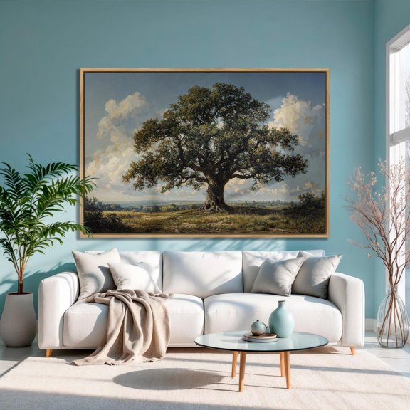 Majestic Oak Tree Poster: Rustic Nature Wall Art, Unframed Canvas Size 8x12
