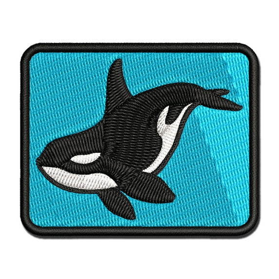 Majestic Orca Killer Whale Applique Multi-Color Embroidered Hook & Loop Patch - 3.5 Inch Large