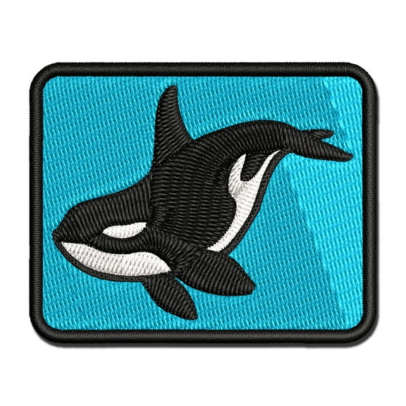 Majestic Orca Killer Whale Applique Multi-Color Embroidered Iron-On Patch - 3 Inch Medium