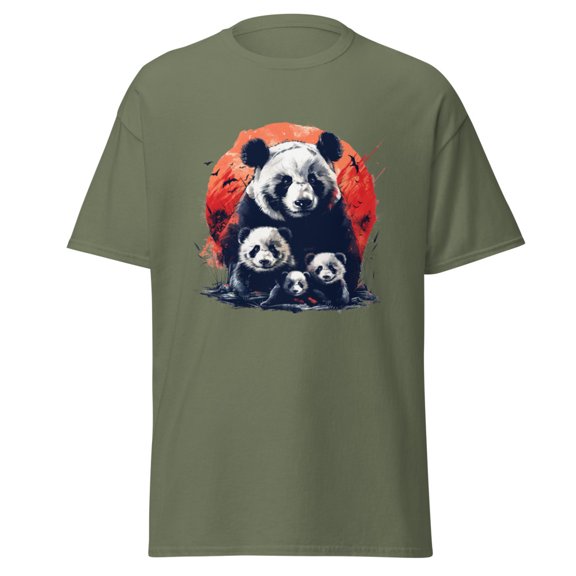 Majestic Panda Family D0002 Unisex classic tee (Military Green, S)