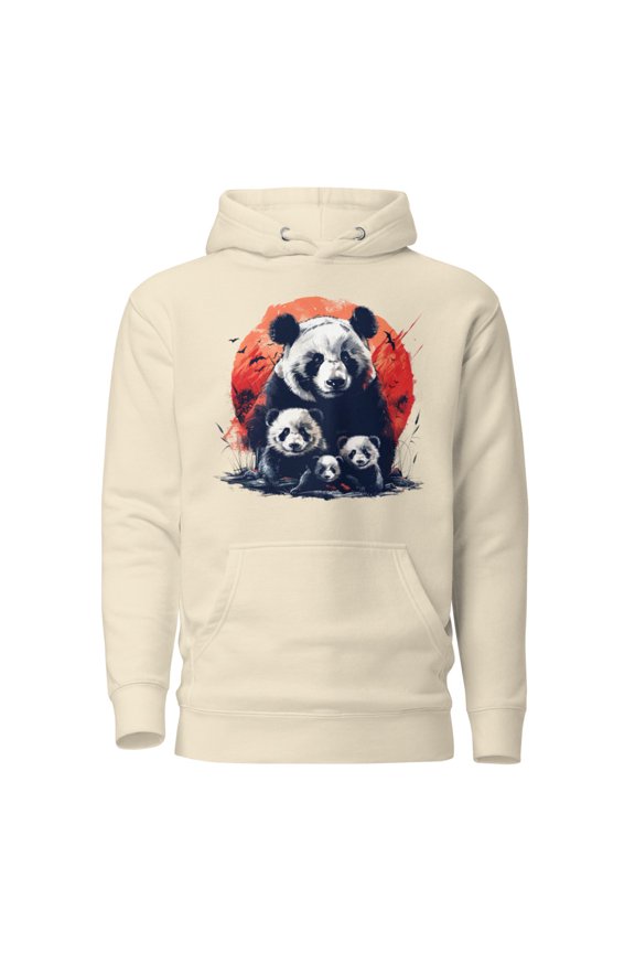 Majestic Panda Family D001 Unisex Hoodie (Bone, S)