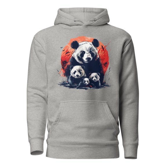 Majestic Panda Family D001 Unisex Hoodie (Carbon Grey, S)