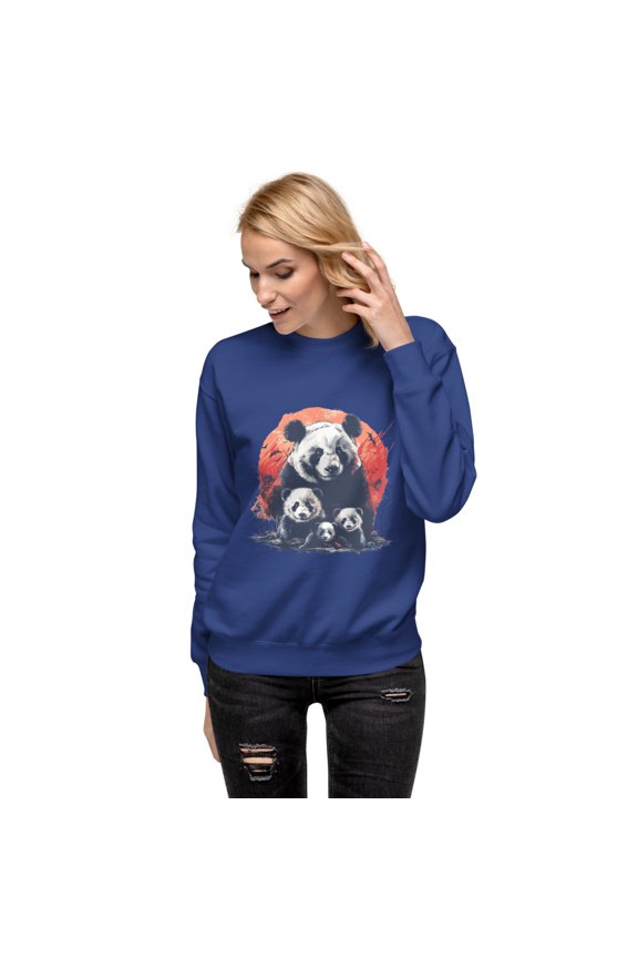 Majestic Panda Family J244 Unisex Premium Sweatshirt (Team Royal, S)