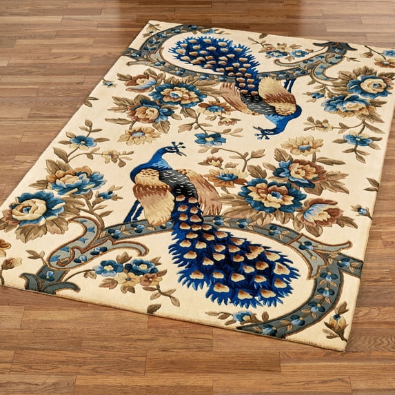 Majestic Peacock Rectangle Rug Vanilla 30 x 50