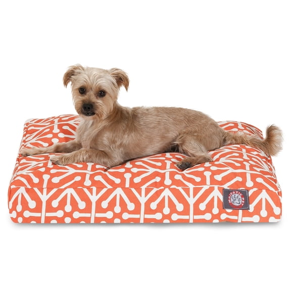 Majestic Pet | Aruba Shredded Memory Foam Rectangle Pet Bed For Dogs, Removable Cover, Orange, Small
