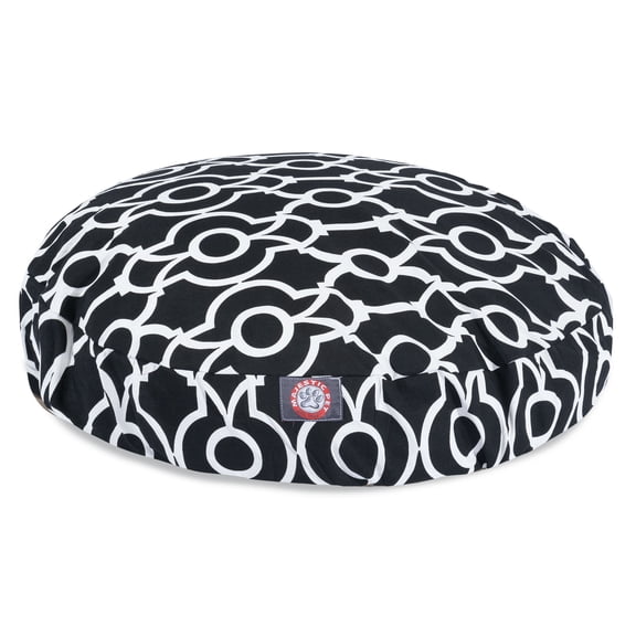 Majestic Pet Athens Round Dog Bed Treated Polyester Removable Cover Black Large 42 x 42 x 5