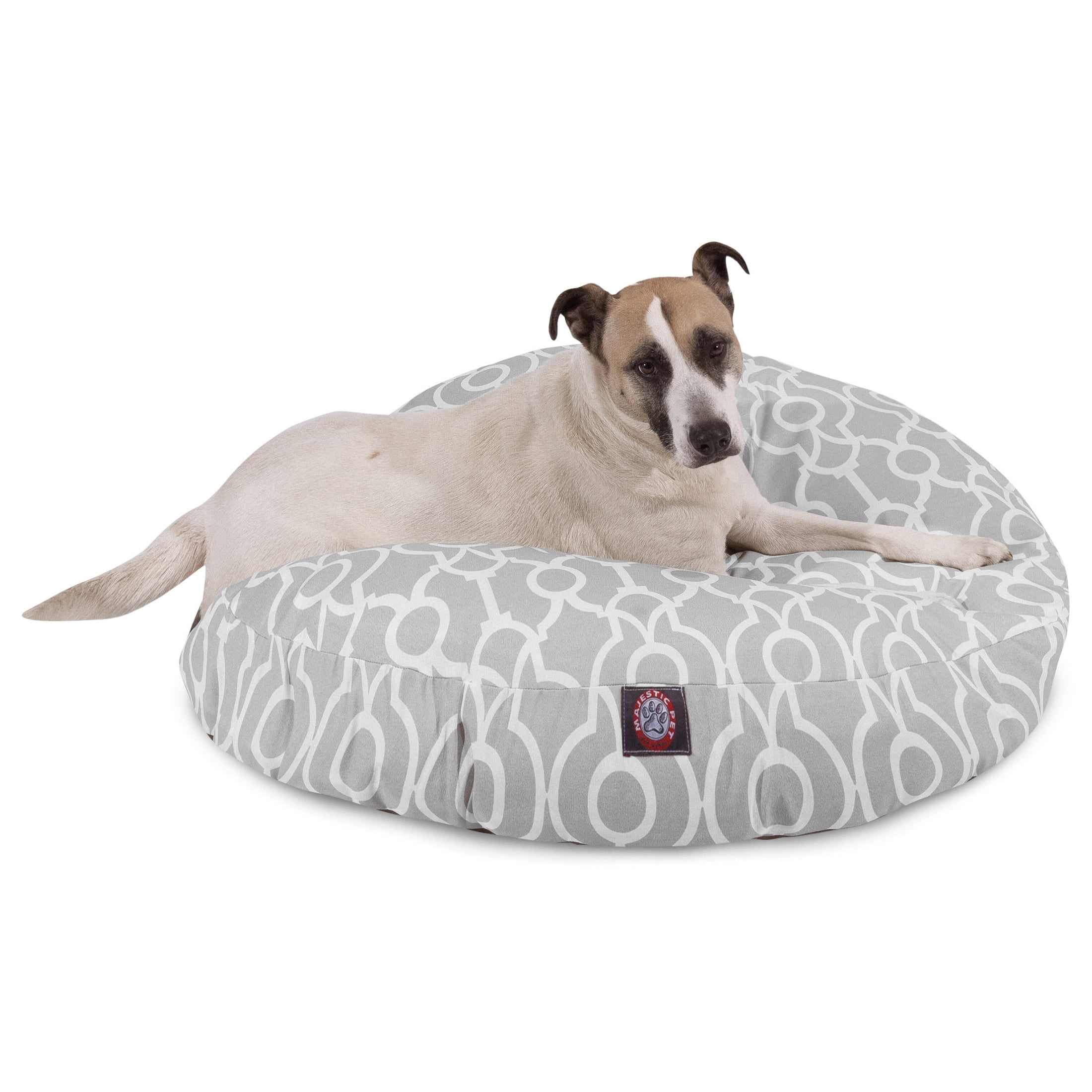 Majestic Pet Athens Round Dog Bed Treated Polyester Removable Cover Gray Large 42 x 42 x 5