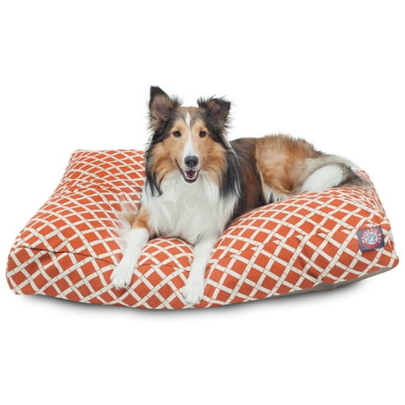Majestic Pet | Bamboo Rectangle Pet Bed For Dogs, Removable Cover, Burnt Orange, Large