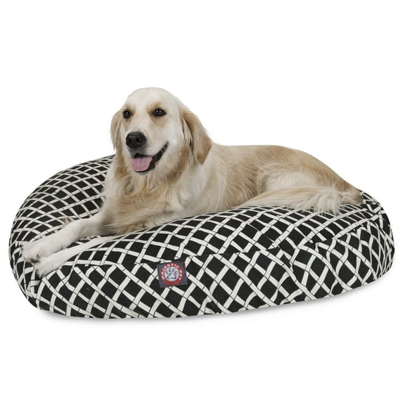 Majestic Pet | Bamboo Round Pet Bed For Dogs, Removable Cover, Black, Large