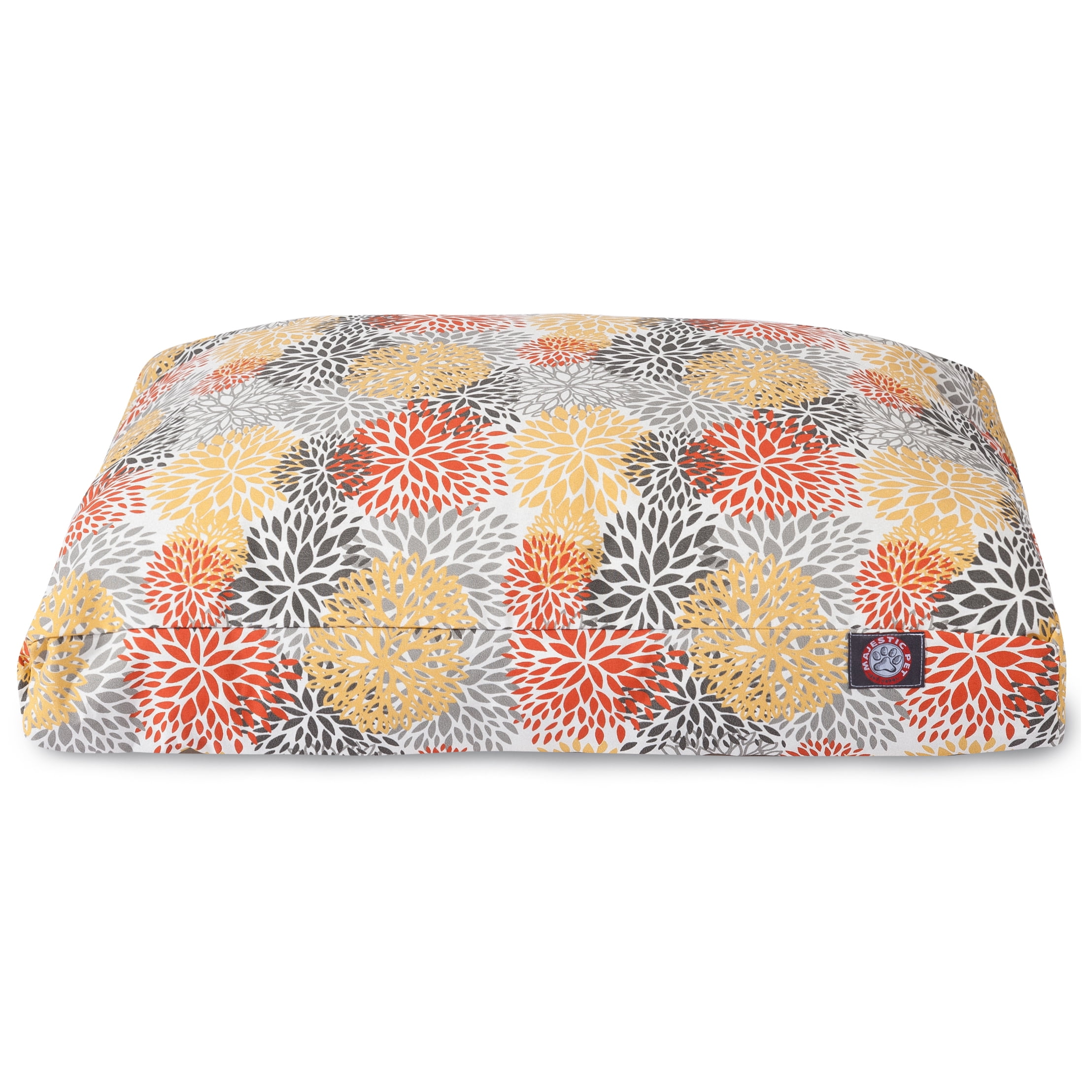 Majestic Pet | Blooms Rectangle Pet Bed For Dogs, Removable Cover, Citrus, Small