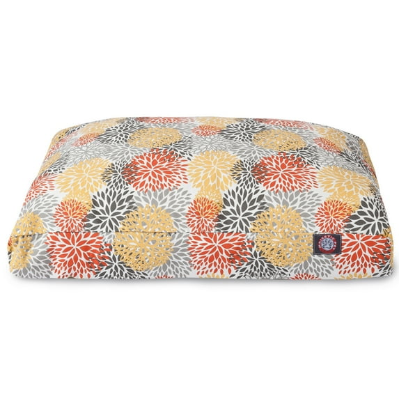 Majestic Pet | Blooms Shredded Memory Foam Rectangle Pet Bed For Dogs, Removable Cover, Citrus, Medium
