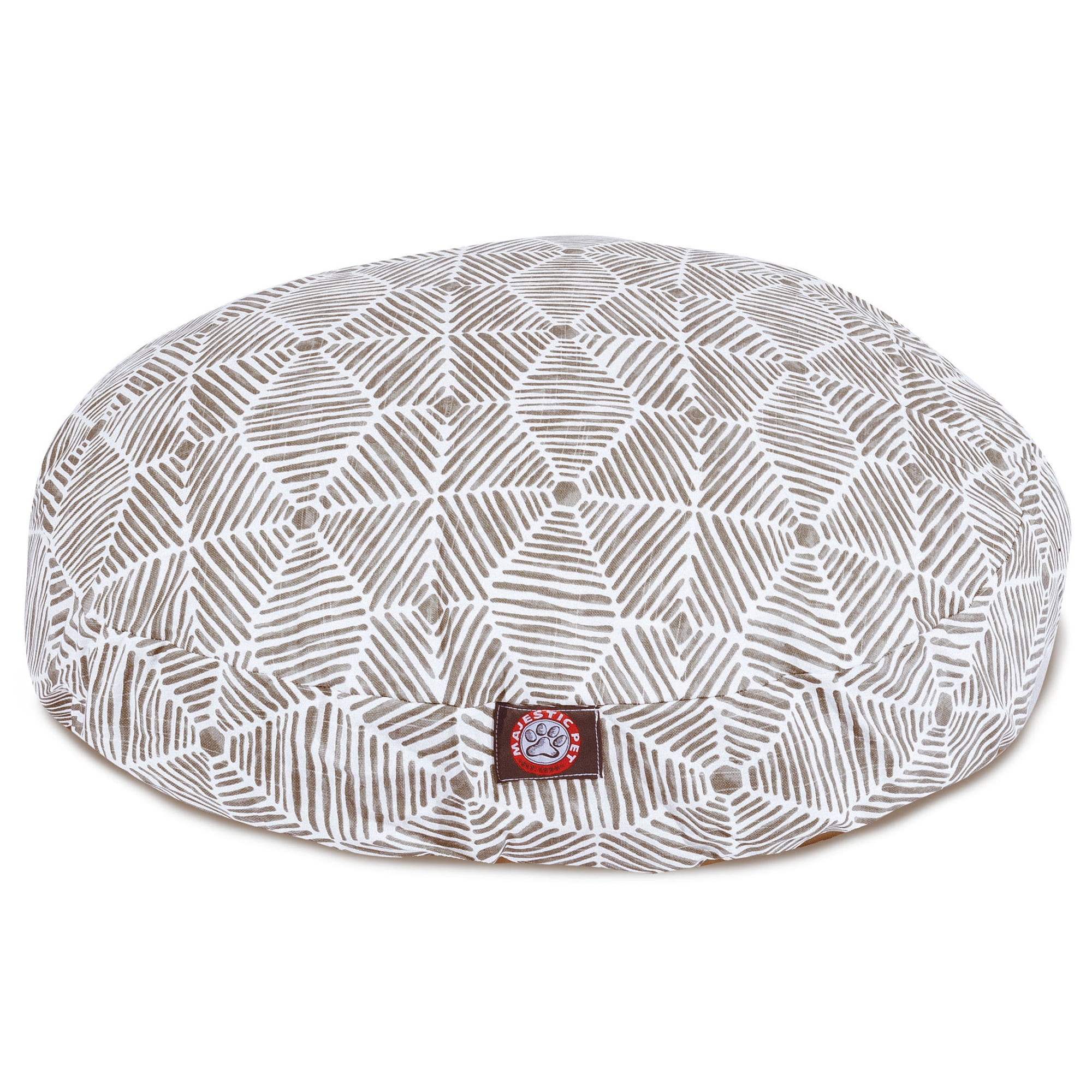 Large Gray Cotton Twill Round Dog Bed with Removable Cover