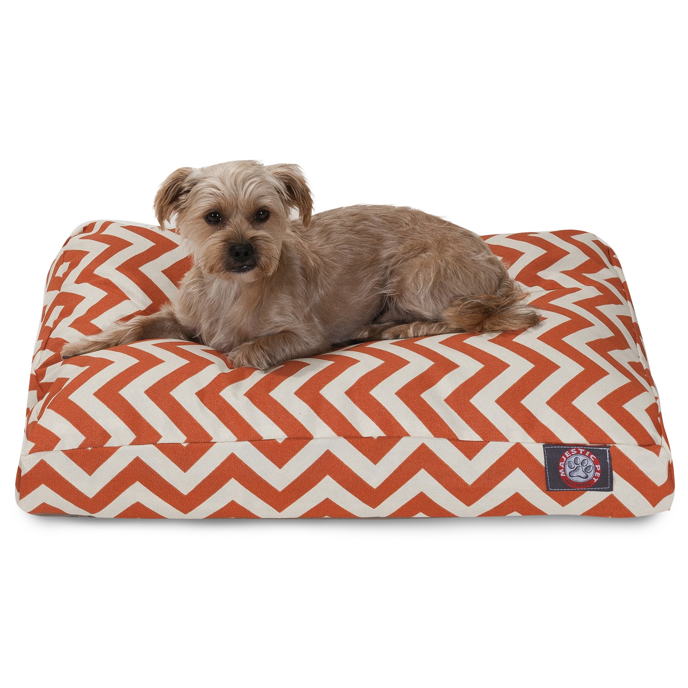Majestic Pet | Chevron Rectangle Pet Bed For Dogs, Removable Cover, Burnt Orange, Small