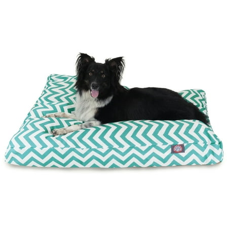 Majestic Pet | Chevron Rectangle Pet Bed For Dogs, Removable Cover, Teal, Large