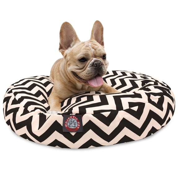 Majestic Pet | Chevron Round Pet Bed For Dogs, Removable Cover, Black, Small