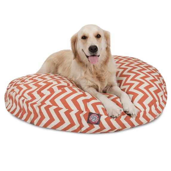 Majestic Pet | Chevron Round Pet Bed For Dogs, Removable Cover, Burnt Orange, Large