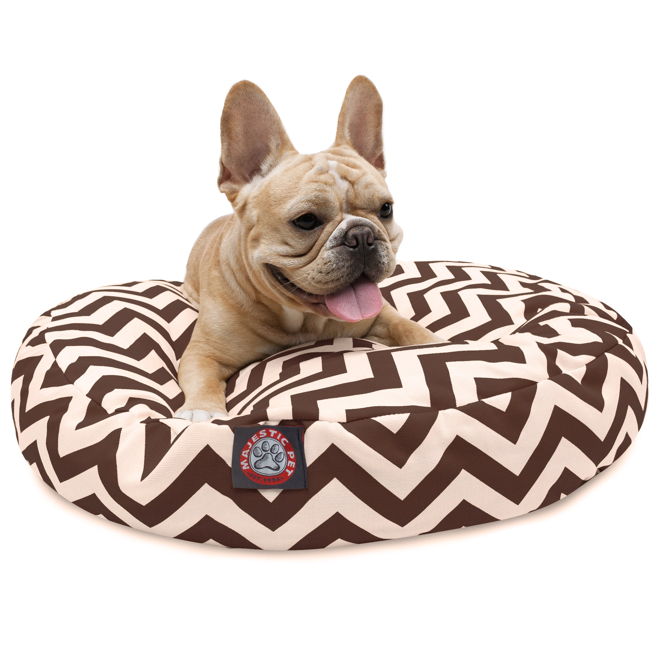 Majestic Pet Chevron Round Dog Bed Treated Polyester Removable Cover Chocolate Small 30 x 30 x 4