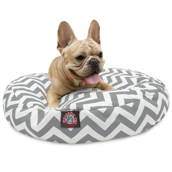 Majestic Pet | Chevron Round Pet Bed For Dogs, Removable Cover, Gray, Small