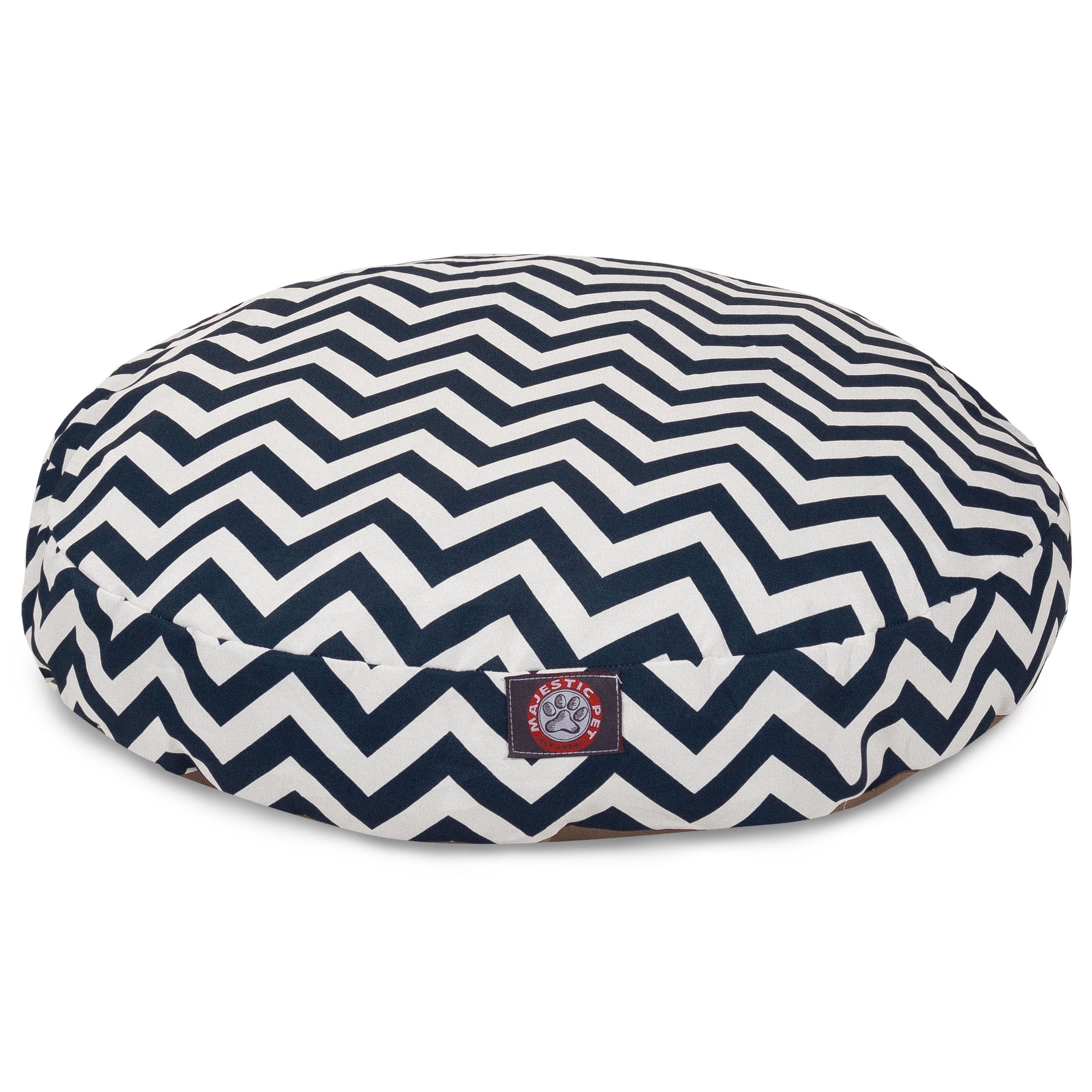 Majestic Pet | Chevron Round Pet Bed For Dogs, Removable Cover, Navy Blue, Medium