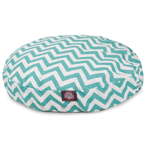 Majestic Pet | Chevron Round Pet Bed For Dogs, Removable Cover, Teal, Medium