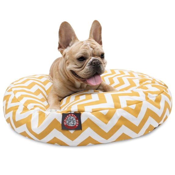 Majestic Pet Chevron Round Dog Bed Treated Polyester Removable Cover Yellow Small 30 x 30 x 4