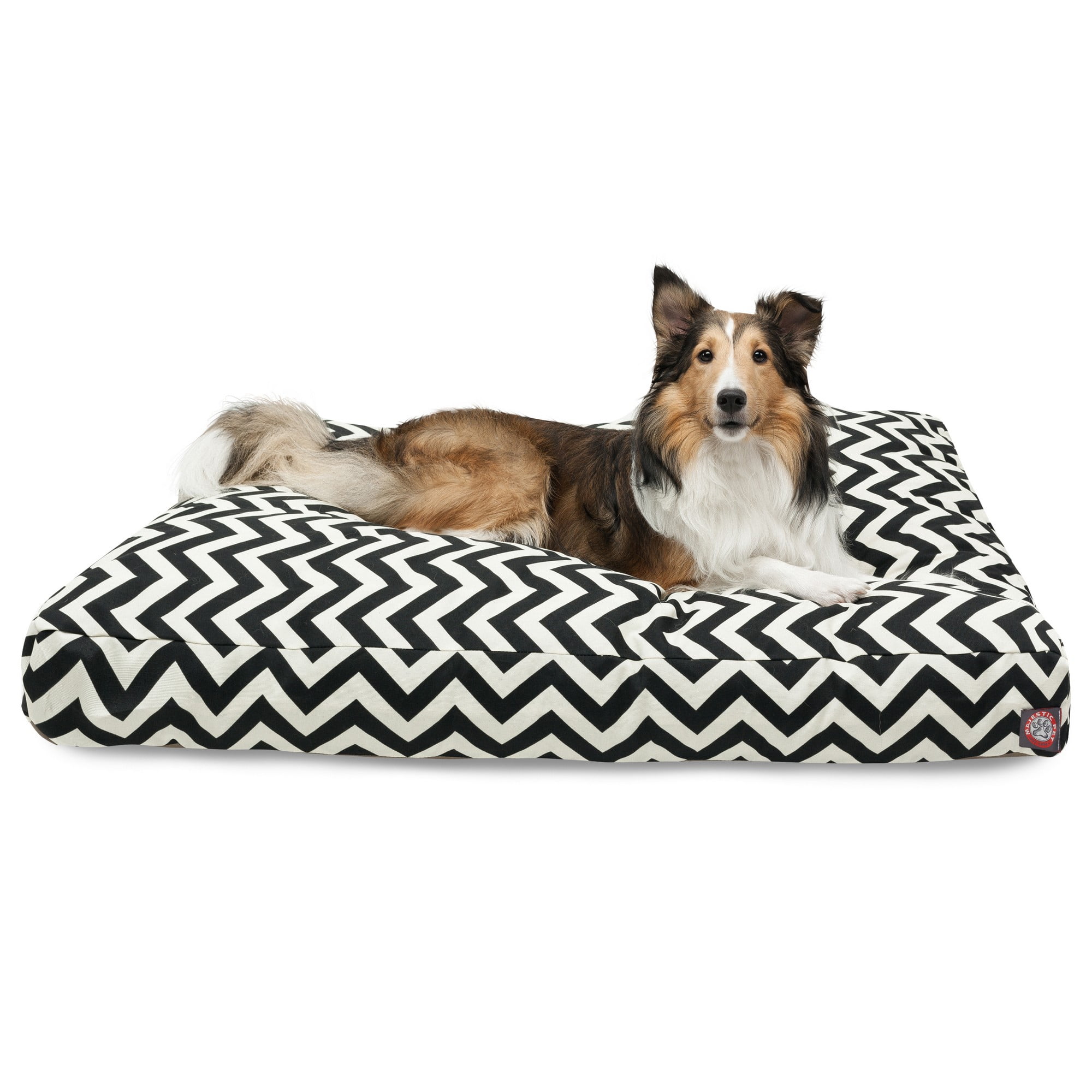 Majestic Pet | Chevron Shredded Memory Foam Rectangle Pet Bed For Dogs, Removable Cover, Black, Large