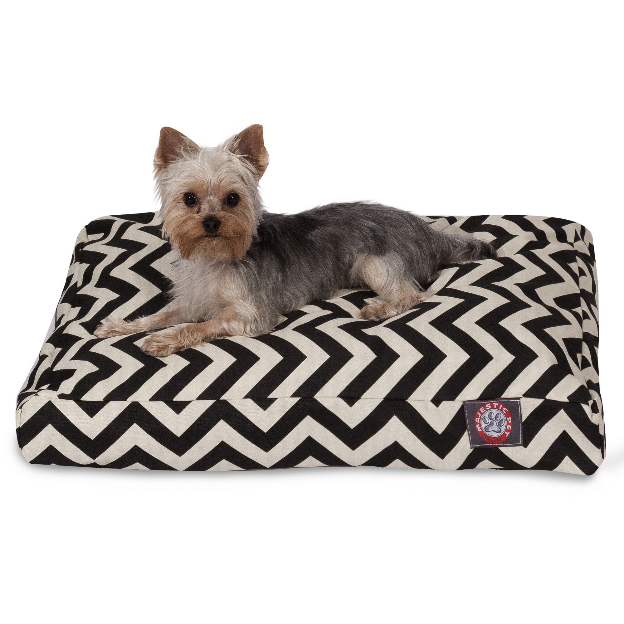 Majestic Pet | Chevron Shredded Memory Foam Rectangle Pet Bed For Dogs, Removable Cover, Black, Small