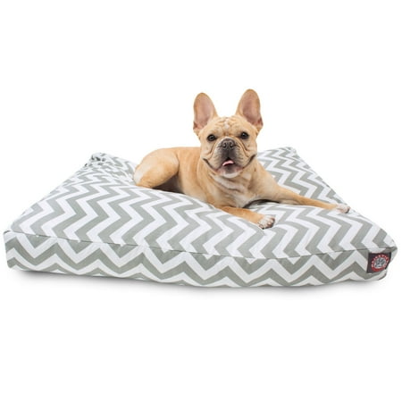 Majestic Pet | Chevron Shredded Memory Foam Rectangle Pet Bed For Dogs, Removable Cover, Gray, Medium
