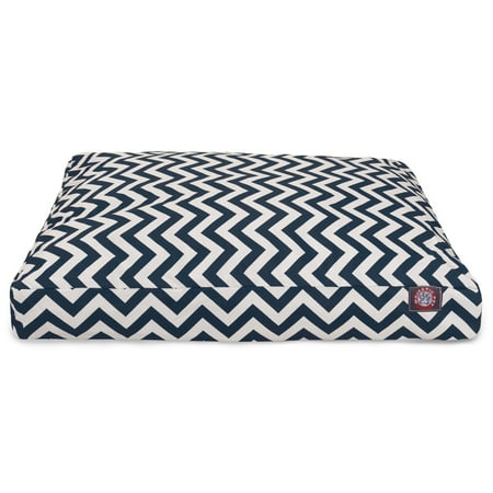 Majestic Pet | Chevron Shredded Memory Foam Rectangle Pet Bed For Dogs, Removable Cover, Navy, Medium