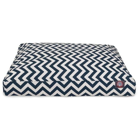 Majestic Pet | Chevron Shredded Memory Foam Rectangle Pet Bed For Dogs, Removable Cover, Navy, Medium
