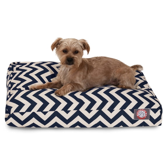 Majestic Pet | Chevron Shredded Memory Foam Rectangle Pet Bed For Dogs, Removable Cover, Navy, Small