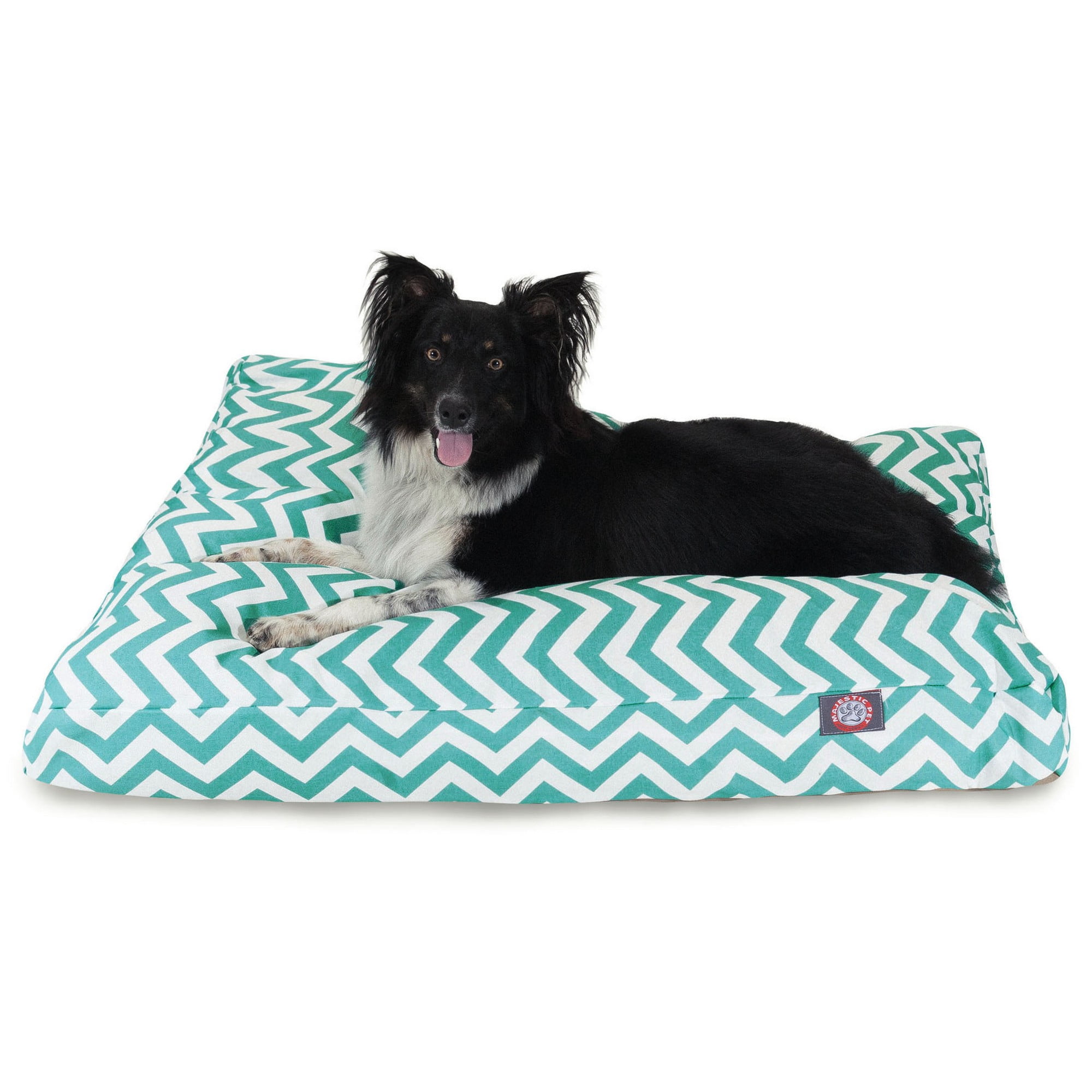 Majestic Pet | Chevron Shredded Memory Foam Rectangle Pet Bed For Dogs, Removable Cover, Teal, Large